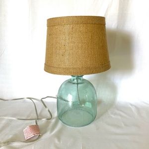 Clear glass lamp with twine shade